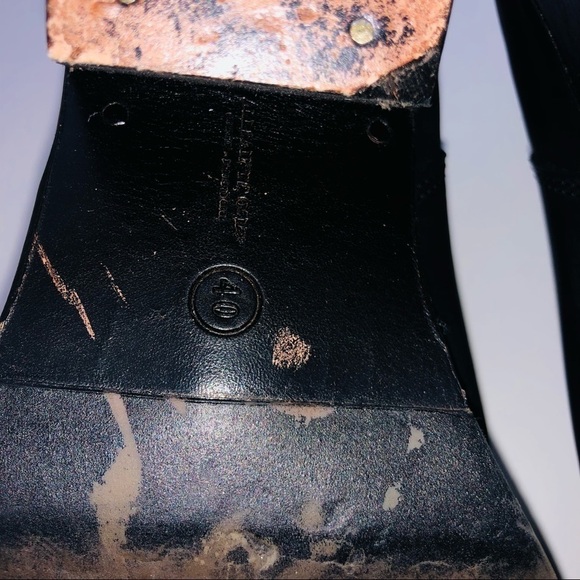 All Saints Black Leather Utilitarian Western Ankle Boots/Booties size 40 | US 10 - Picture 12 of 13